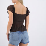 Blusa manga corta detalle escote