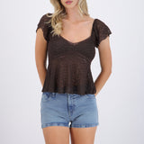 Blusa manga corta detalle escote