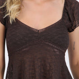 Blusa manga corta detalle escote