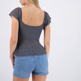 Blusa manga corta detalle escote