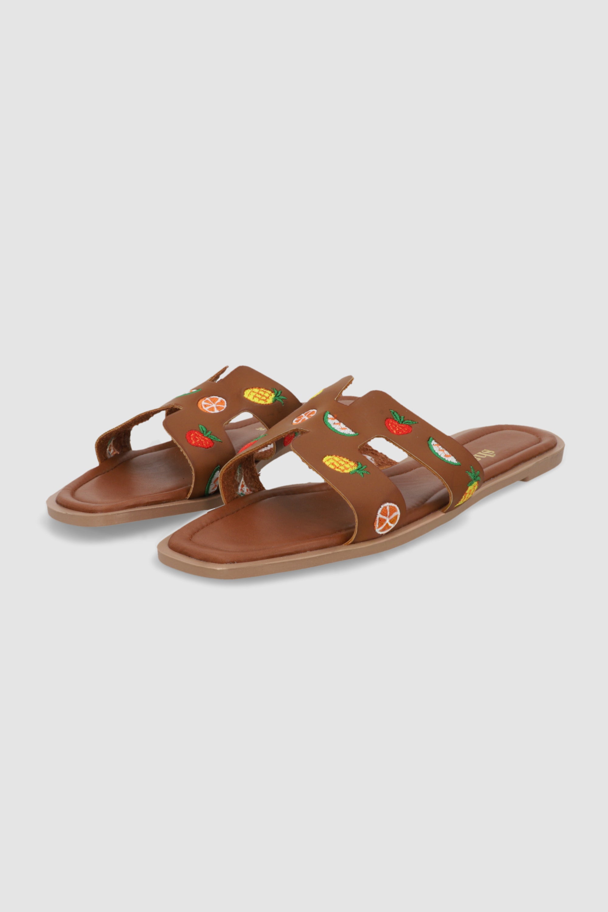Sandalia greca h bordado frutas TAN