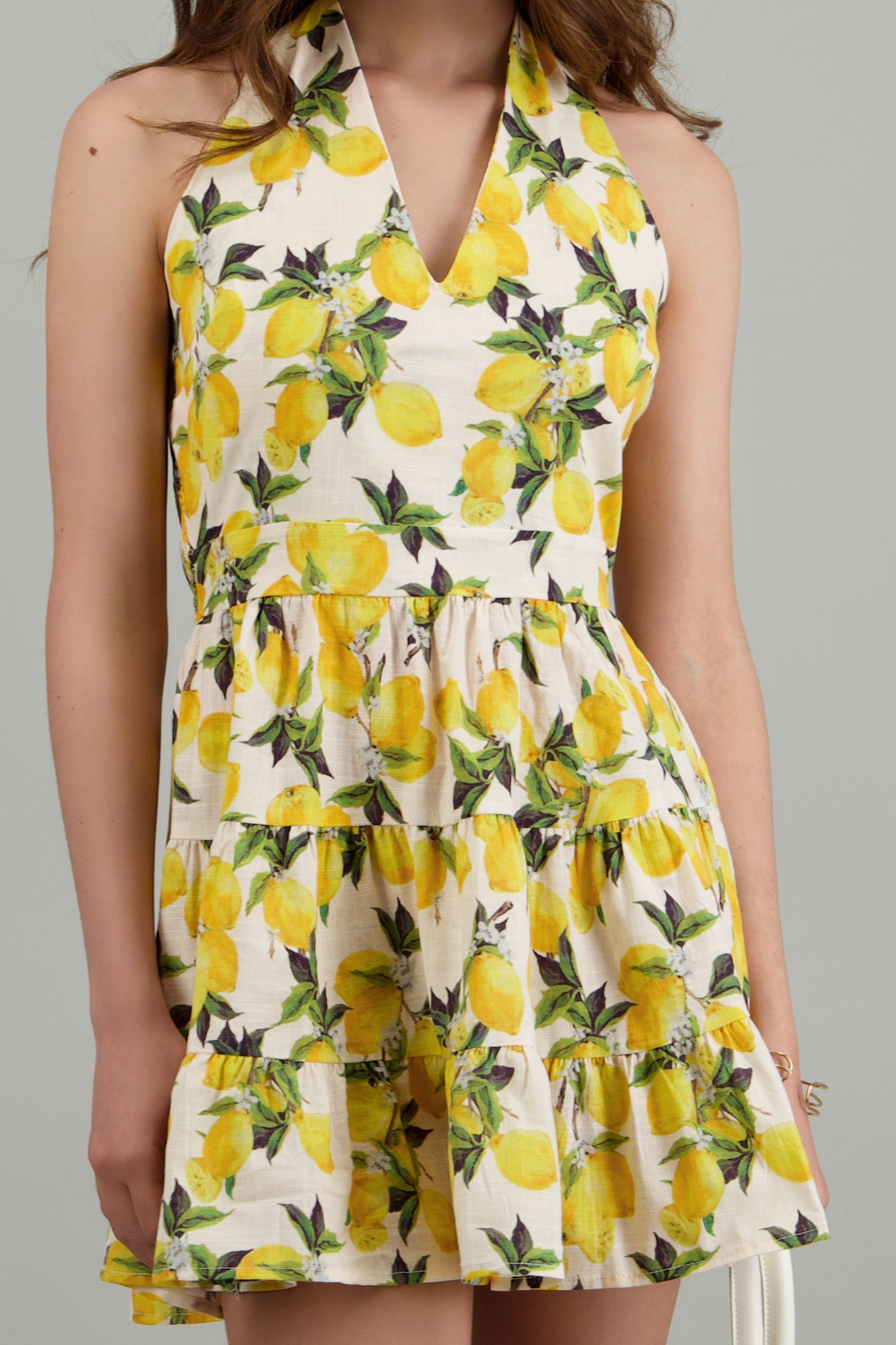 Vestido mini detalle limones AMARILLO COMBO