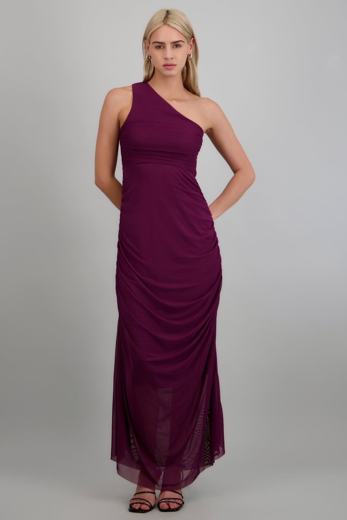 Vestido estilo griego drapeado CIRUELA