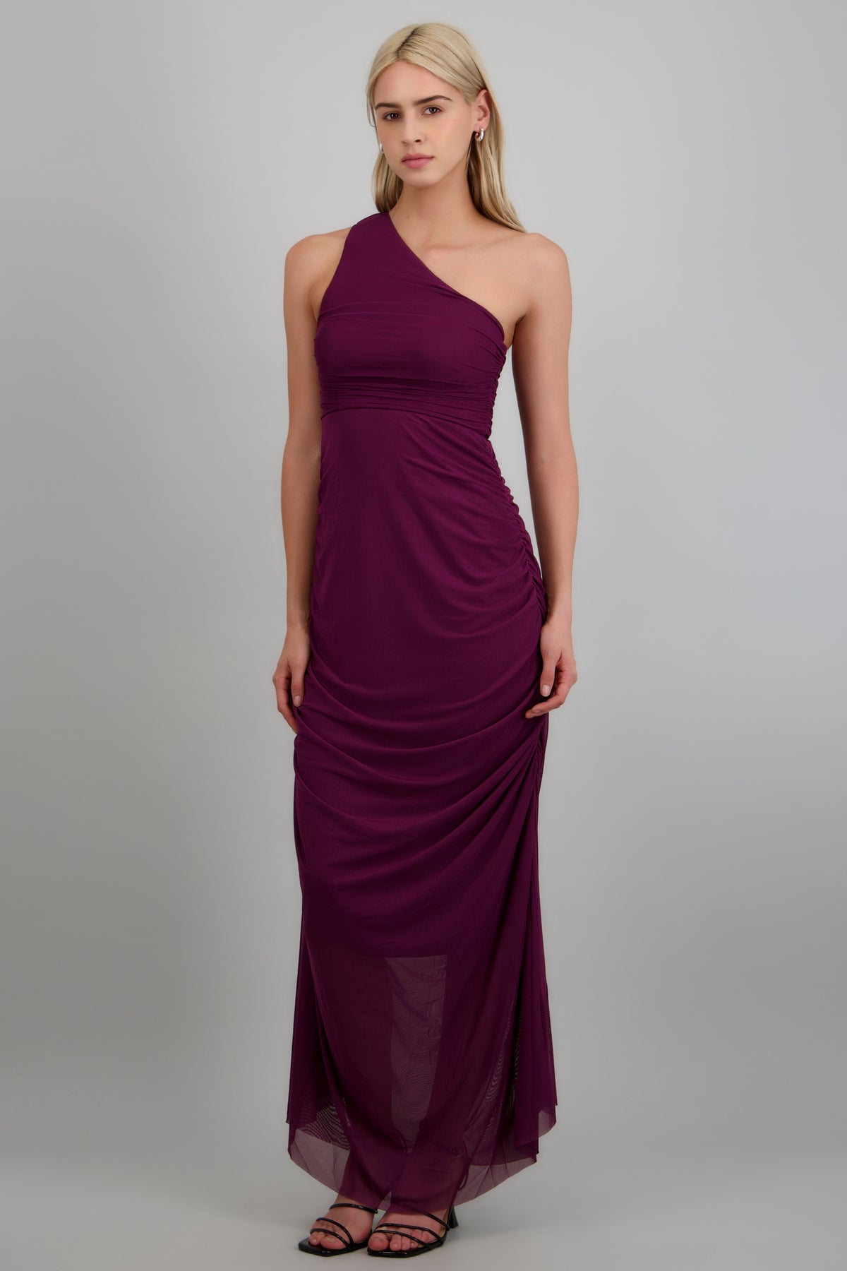 Vestido estilo griego drapeado CIRUELA