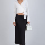 Falda midi lisa stretch