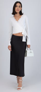 Falda midi lisa stretch