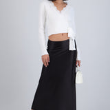 Falda midi lisa stretch