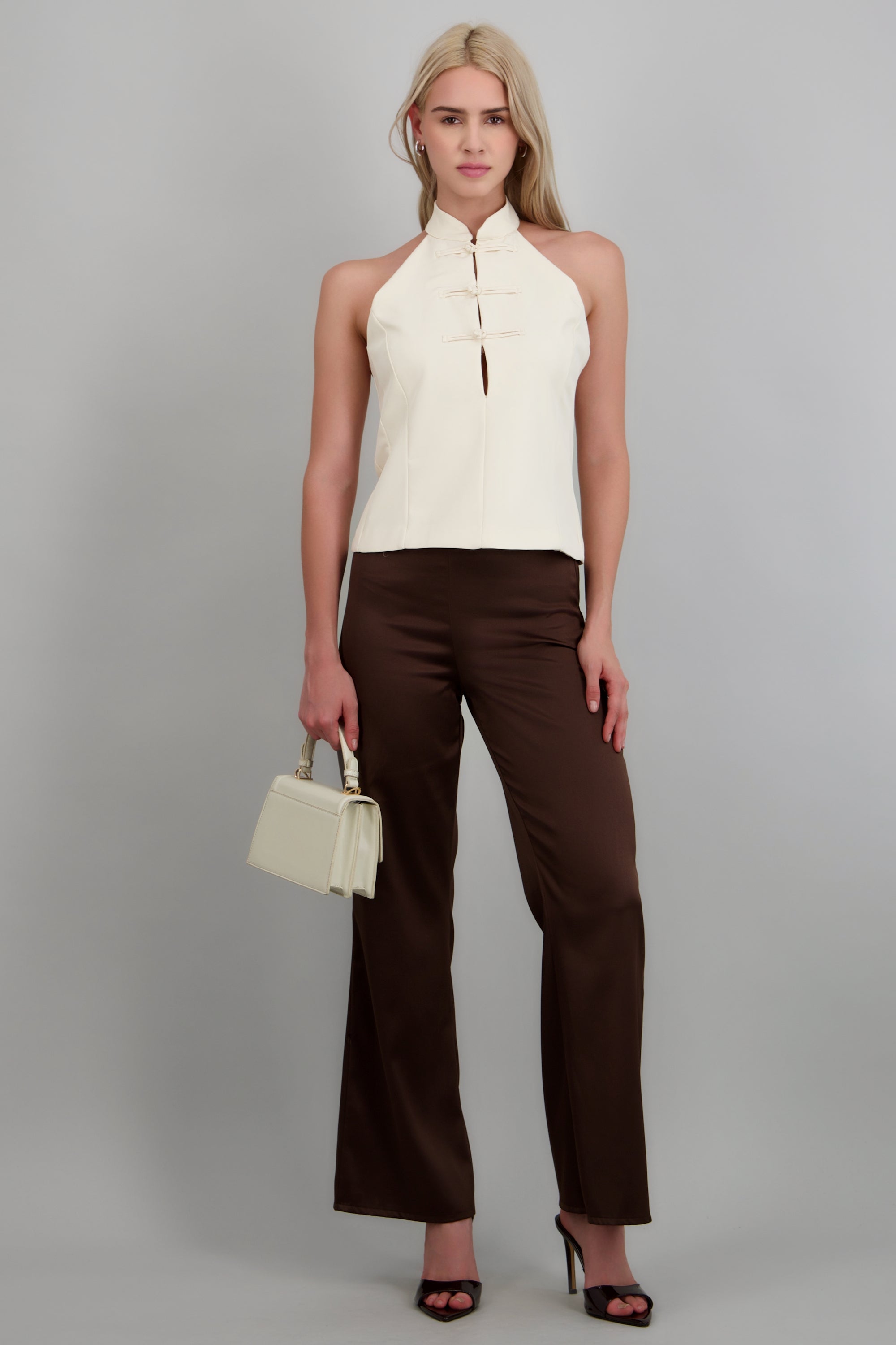 Pantalon satin liso CHOCOLATE