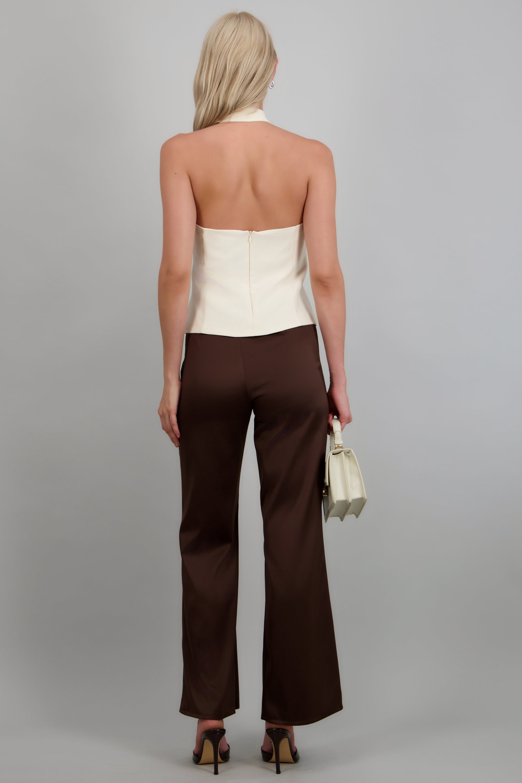 Pantalon satin liso CHOCOLATE