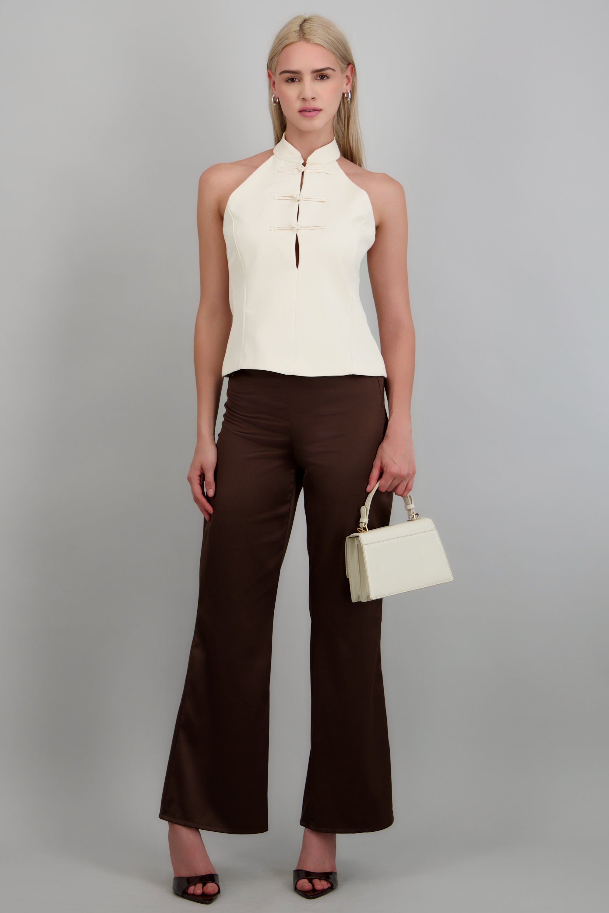 Pantalon satin liso CHOCOLATE