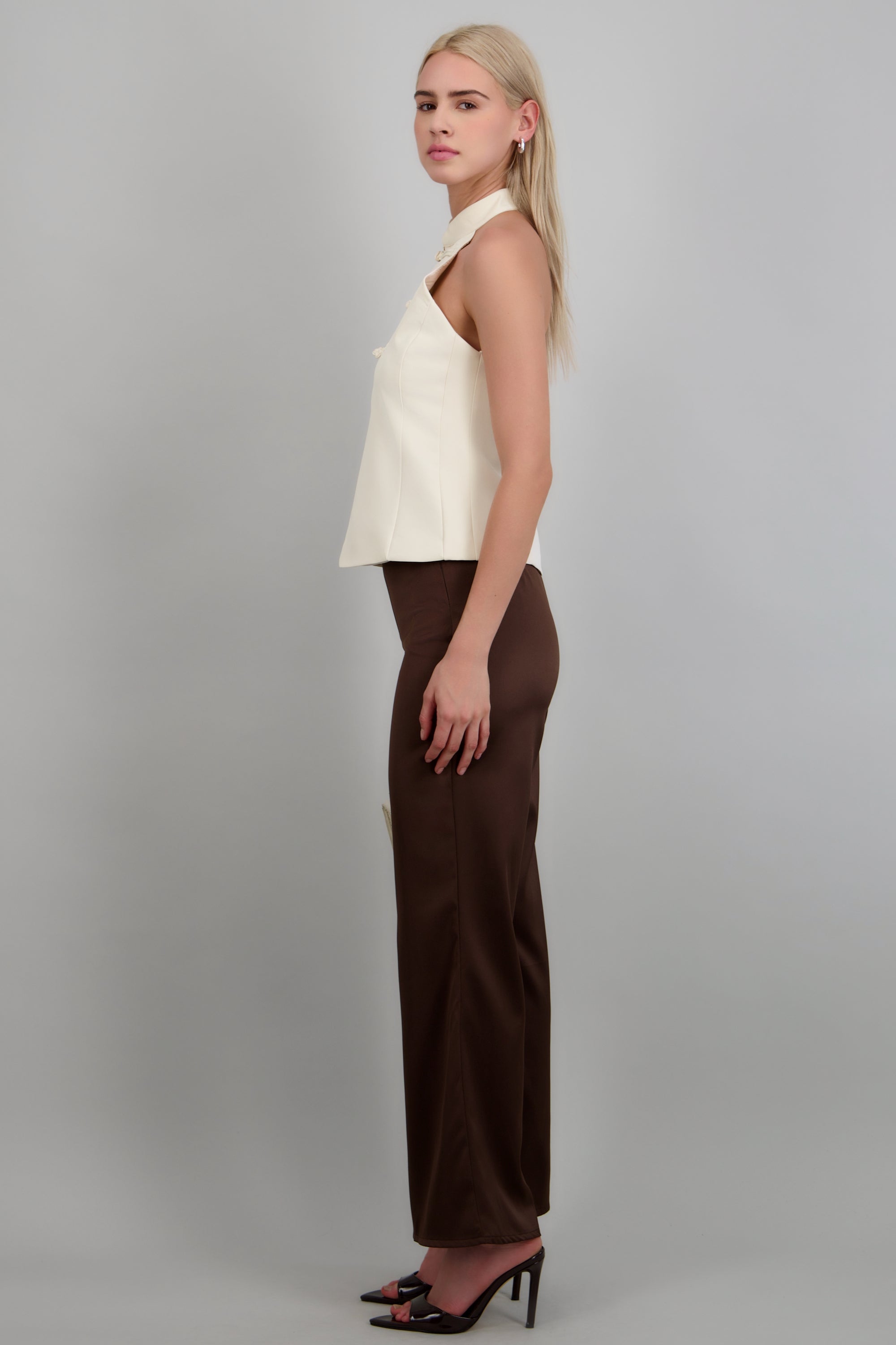 Pantalon satin liso CHOCOLATE