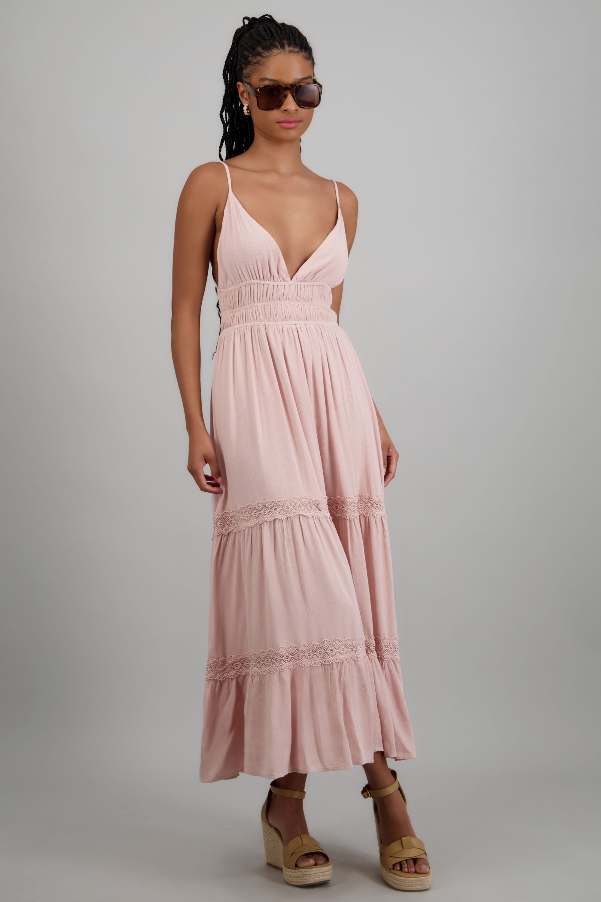 Vestido liso maxi ROSA