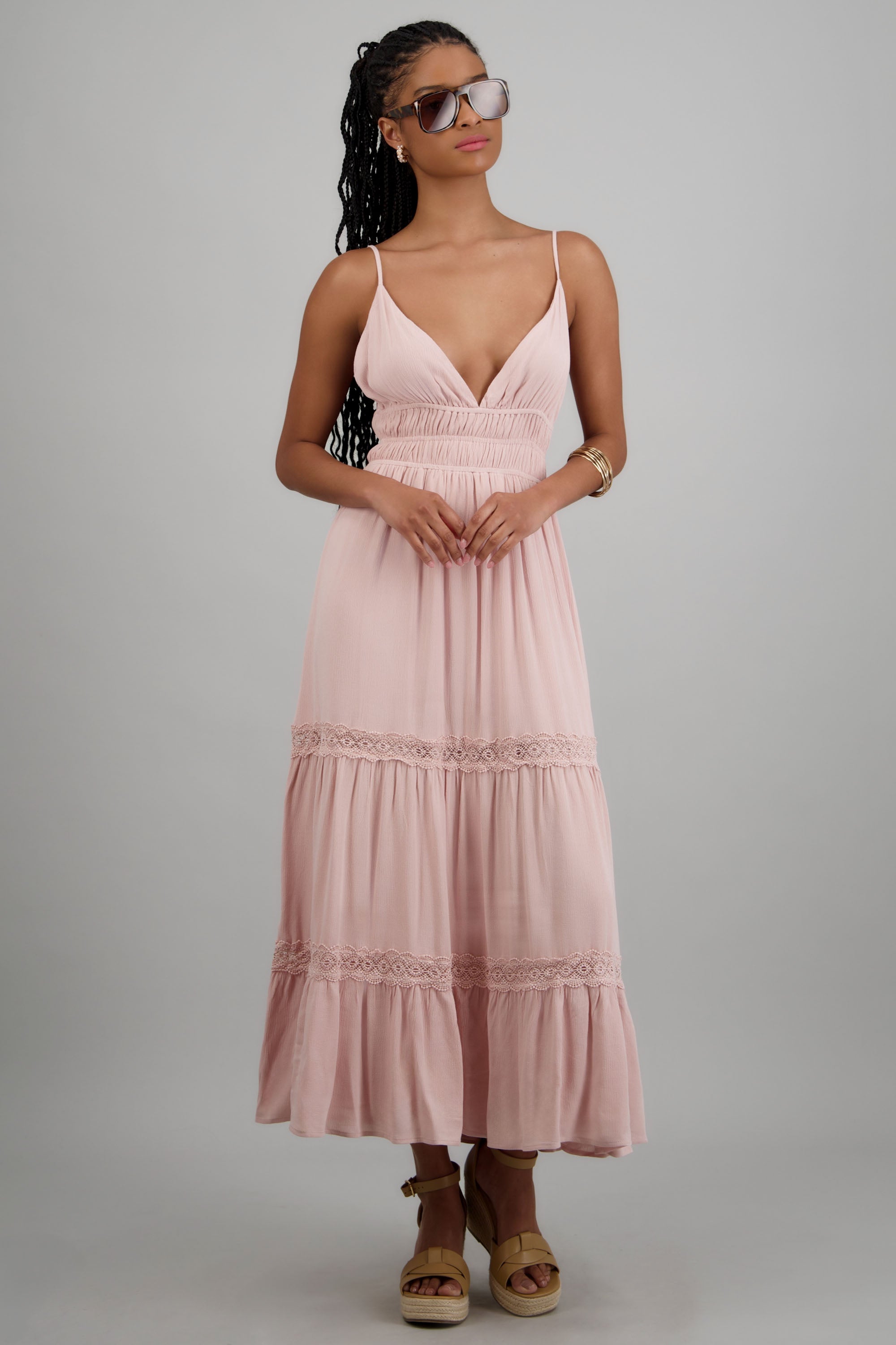 Vestido liso maxi ROSA