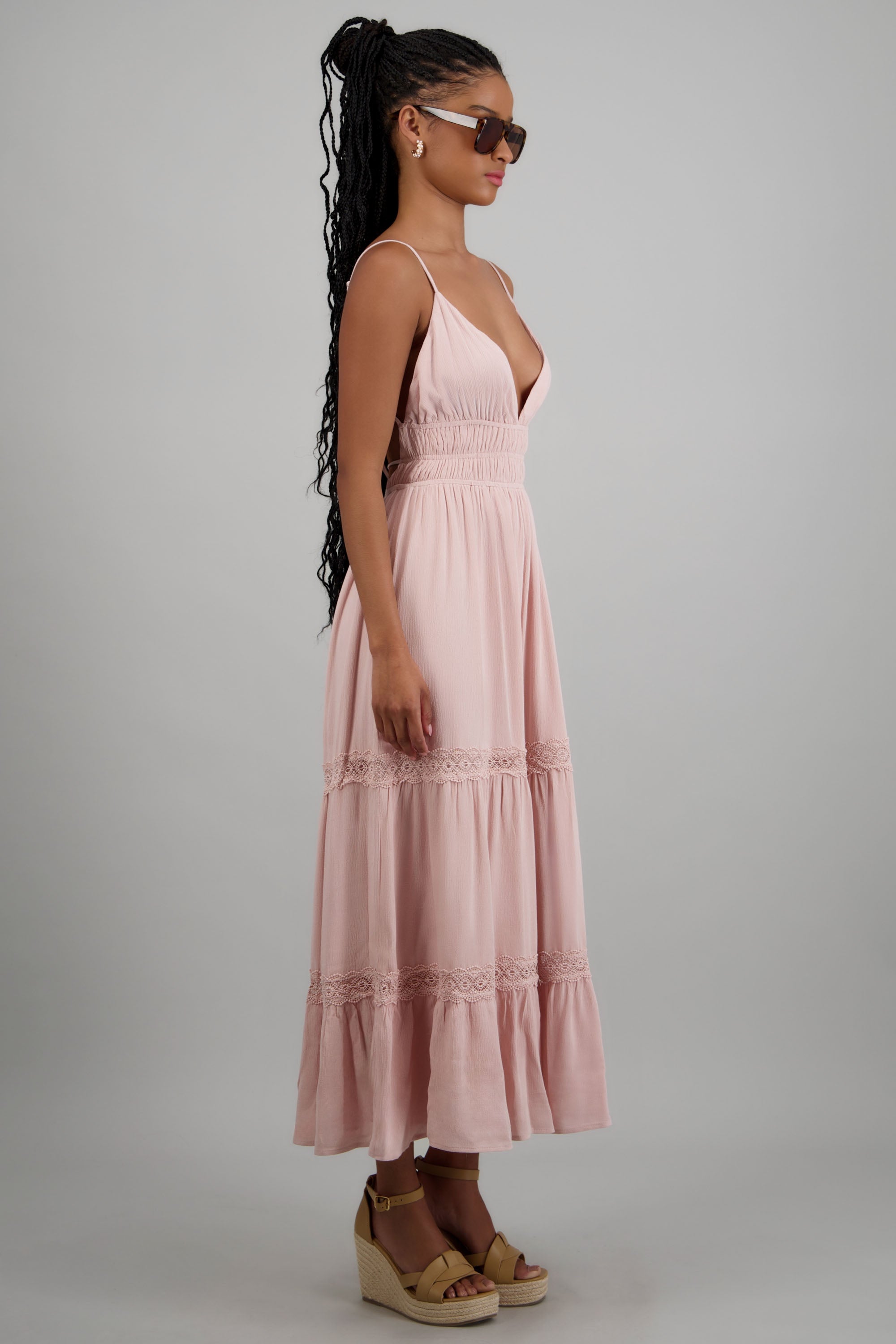 Vestido liso maxi ROSA