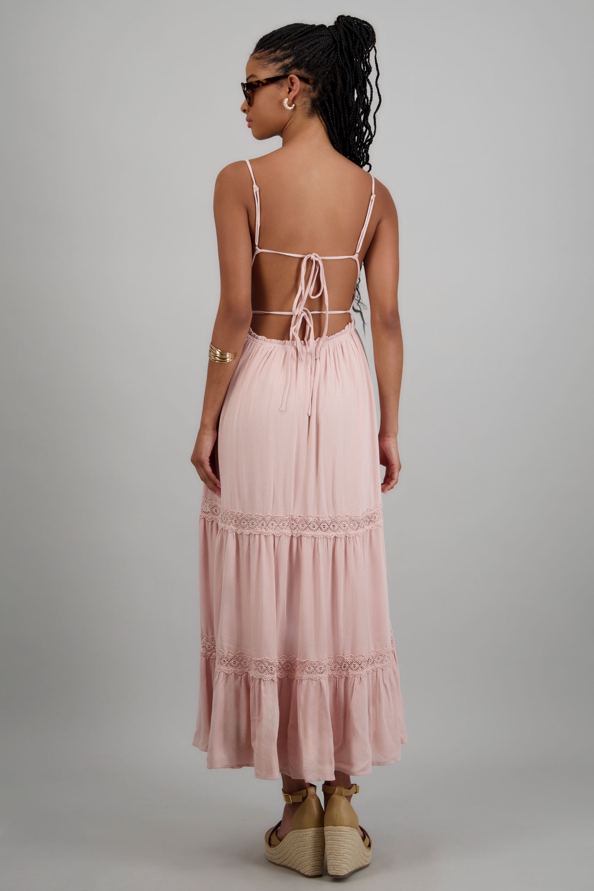Vestido liso maxi ROSA