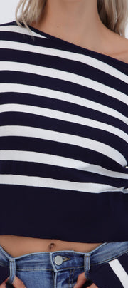 Suéter ligero rayas off shoulder