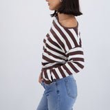 Suéter ligero rayas off shoulder