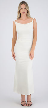Vestido drapeado brillos