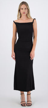 Vestido drapeado brillos