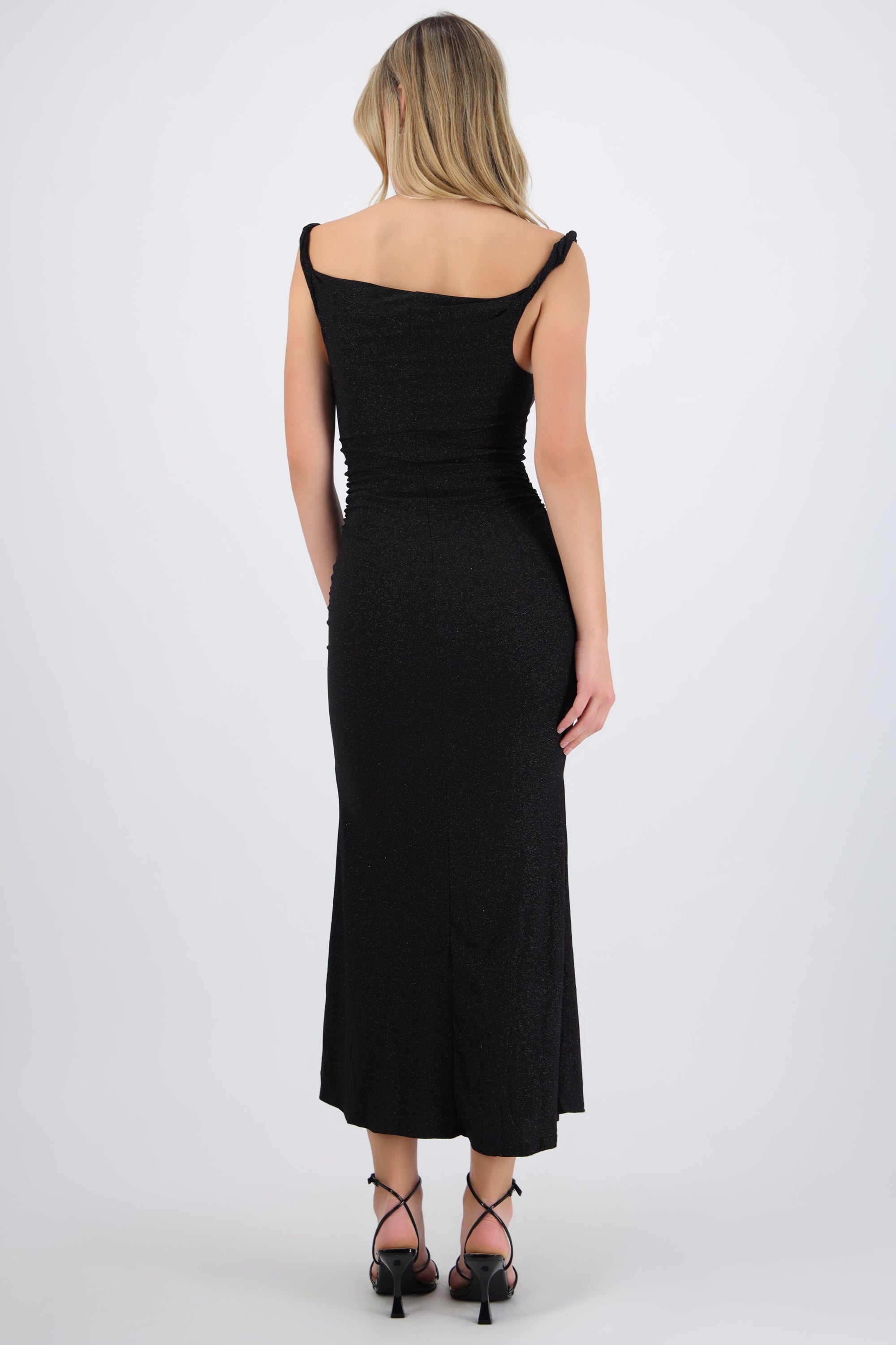 Vestido drapeado brillos