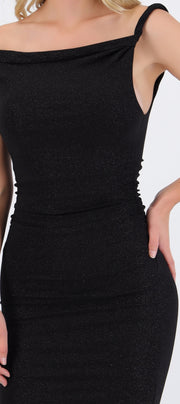 Vestido drapeado brillos
