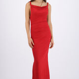Vestido drapeado brillos