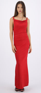 Vestido drapeado brillos