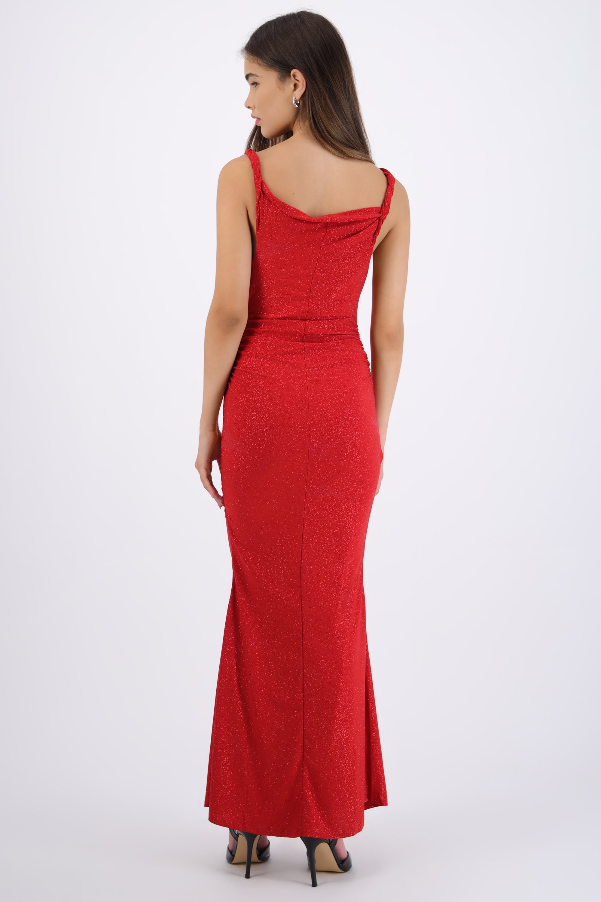 Vestido drapeado brillos