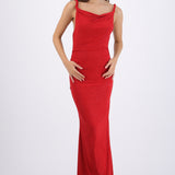 Vestido drapeado brillos