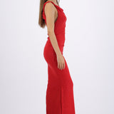 Vestido drapeado brillos
