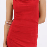 Vestido drapeado brillos