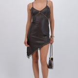 Vestido asimétrico encaje PU