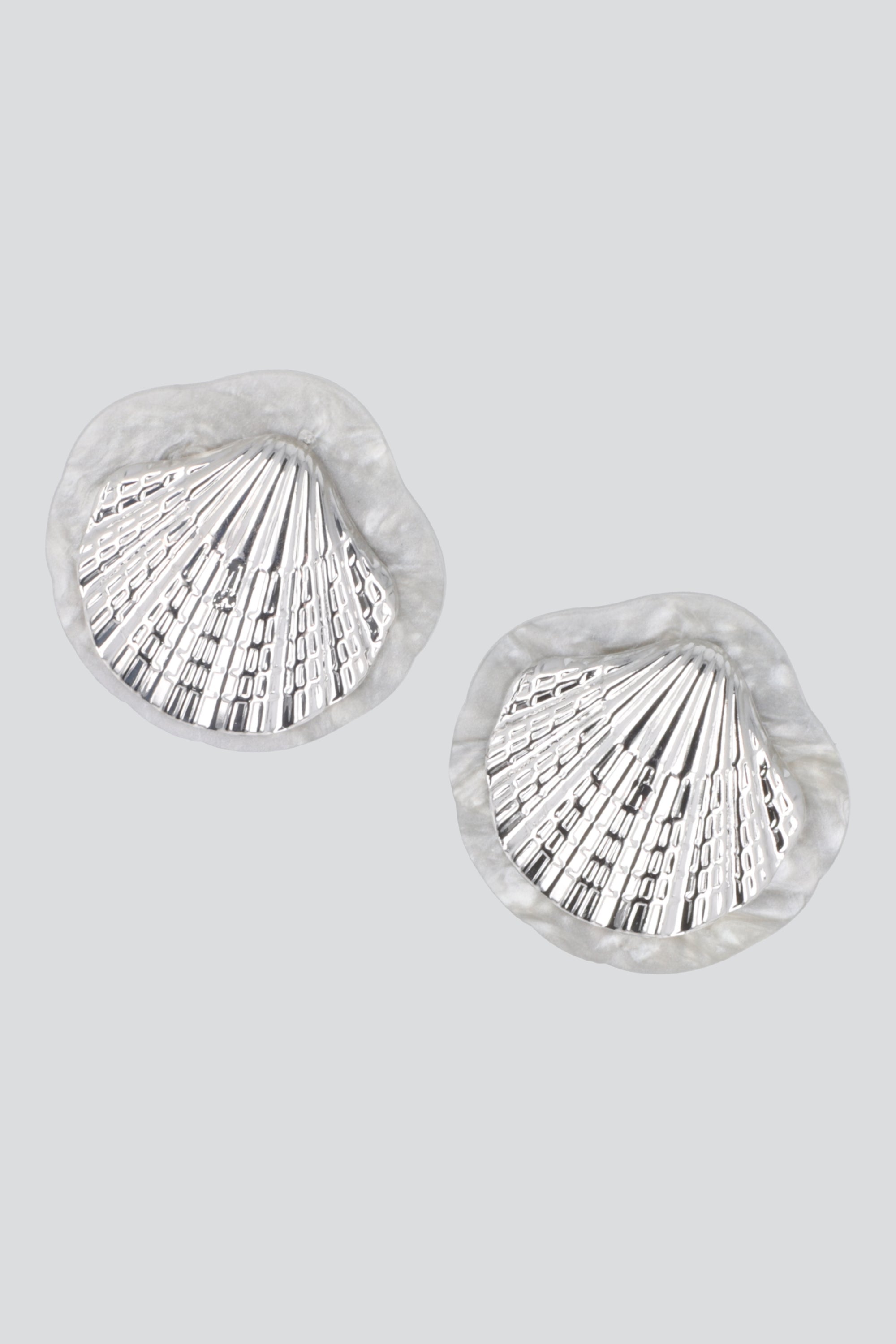 ARETES CONCHA ORILLA CAREY GRIS