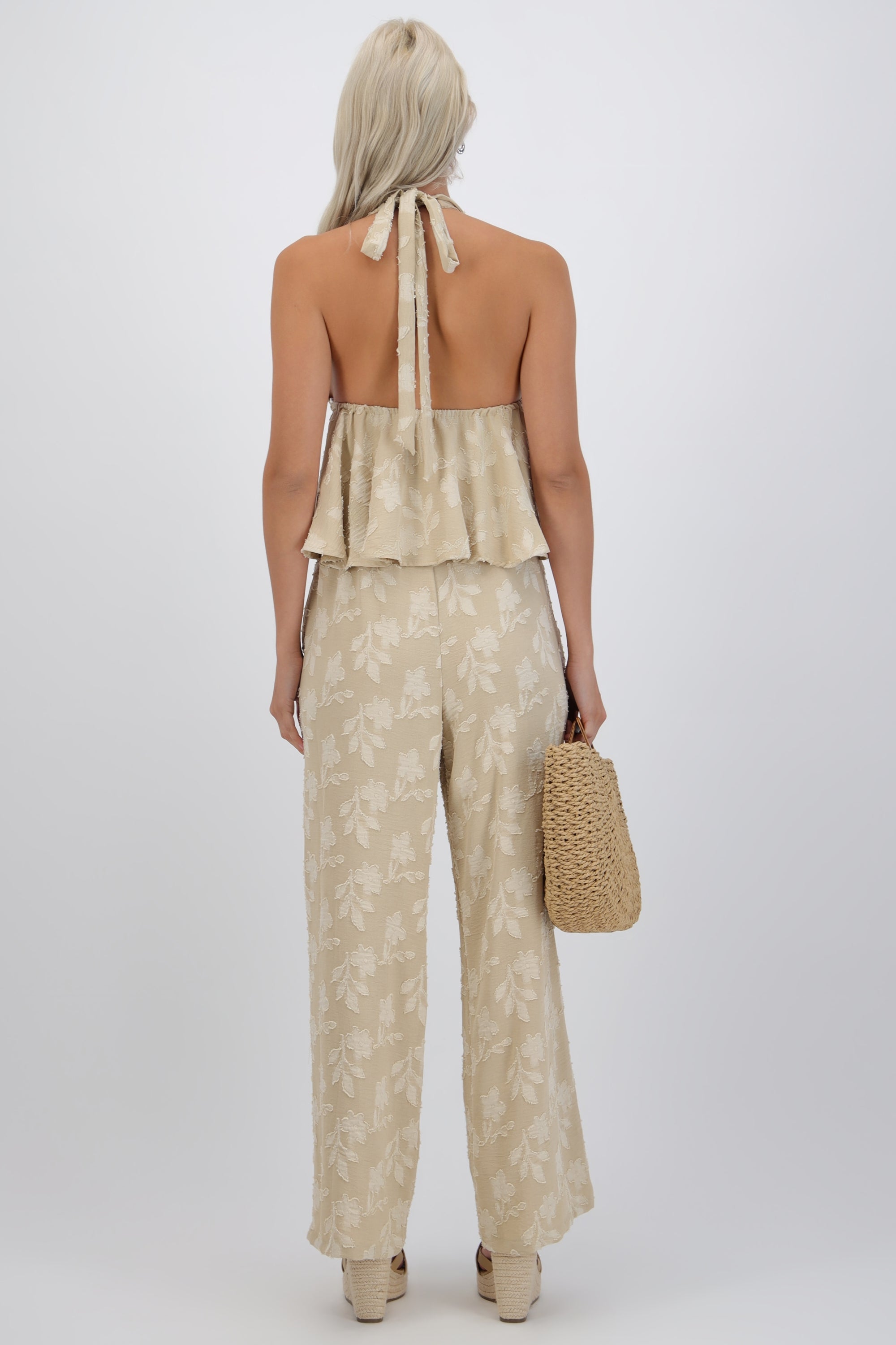 Pantalón recto detalle textura BEIGE