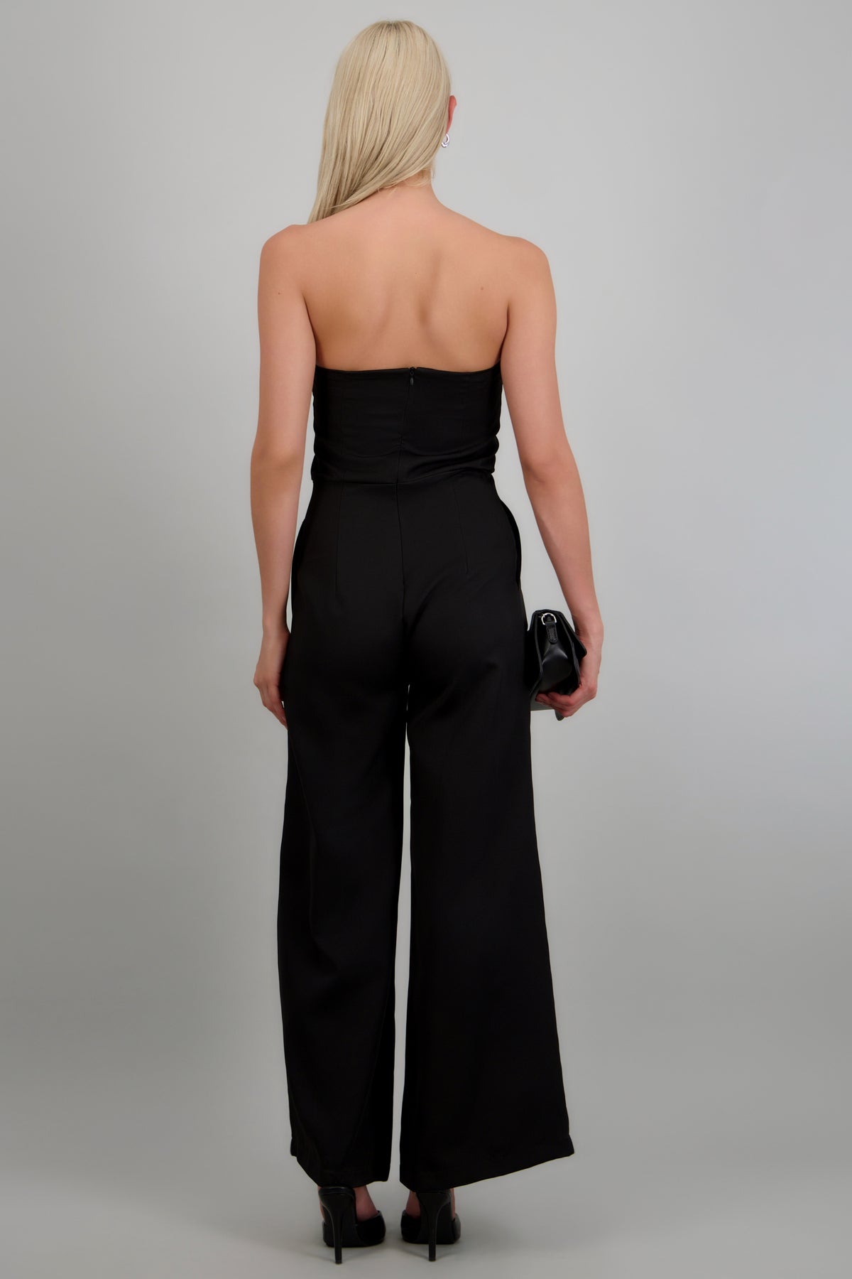Jumpsuit strapless detalle contraste NEGRO