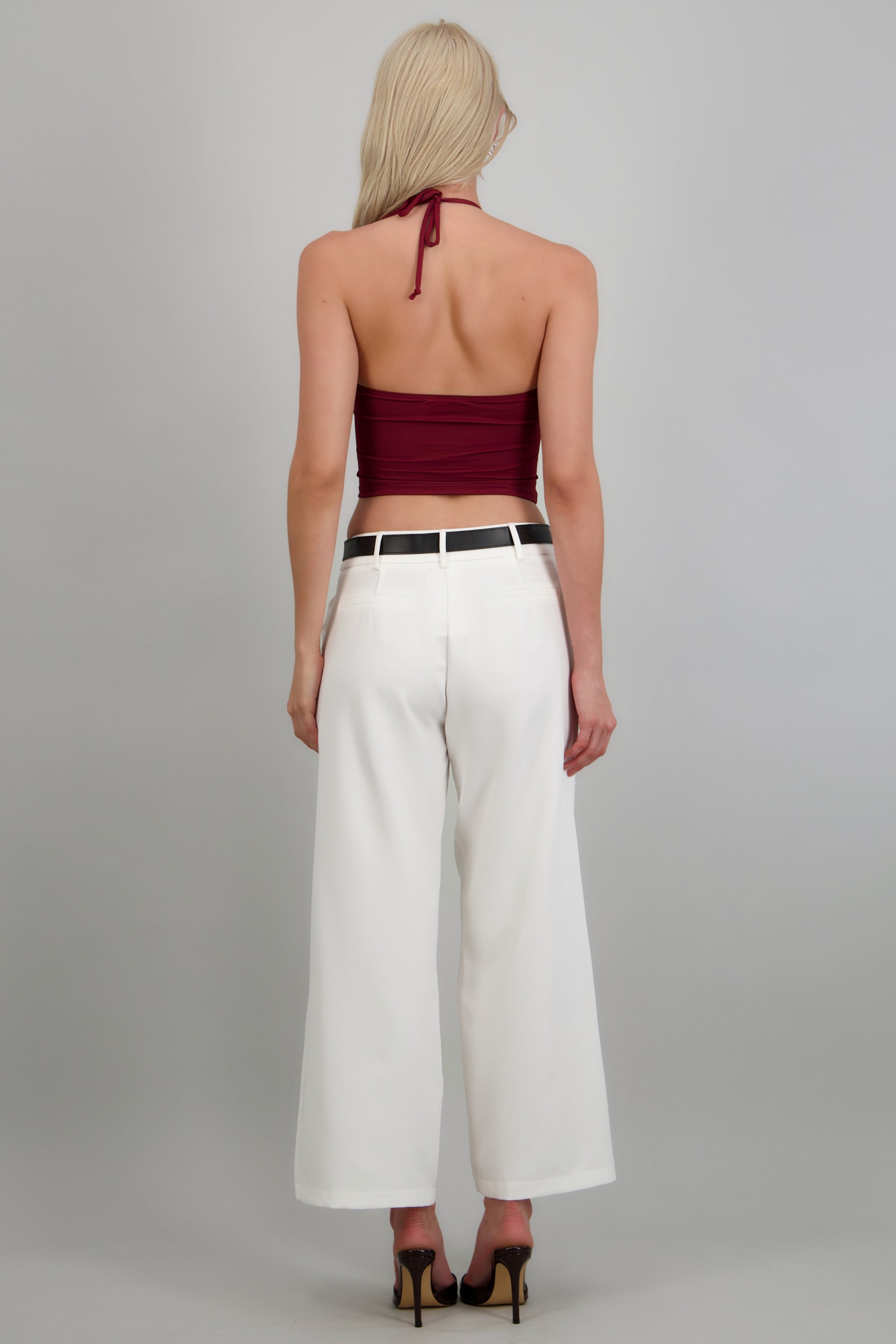 Pantalon sastreado detalle cinturon BLANCO