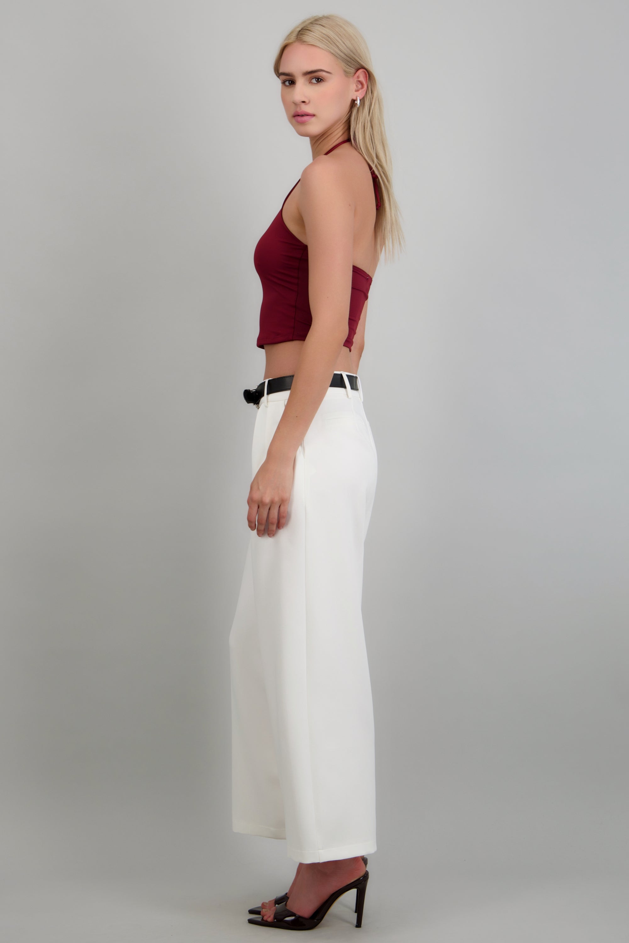 Pantalon sastreado detalle cinturon BLANCO