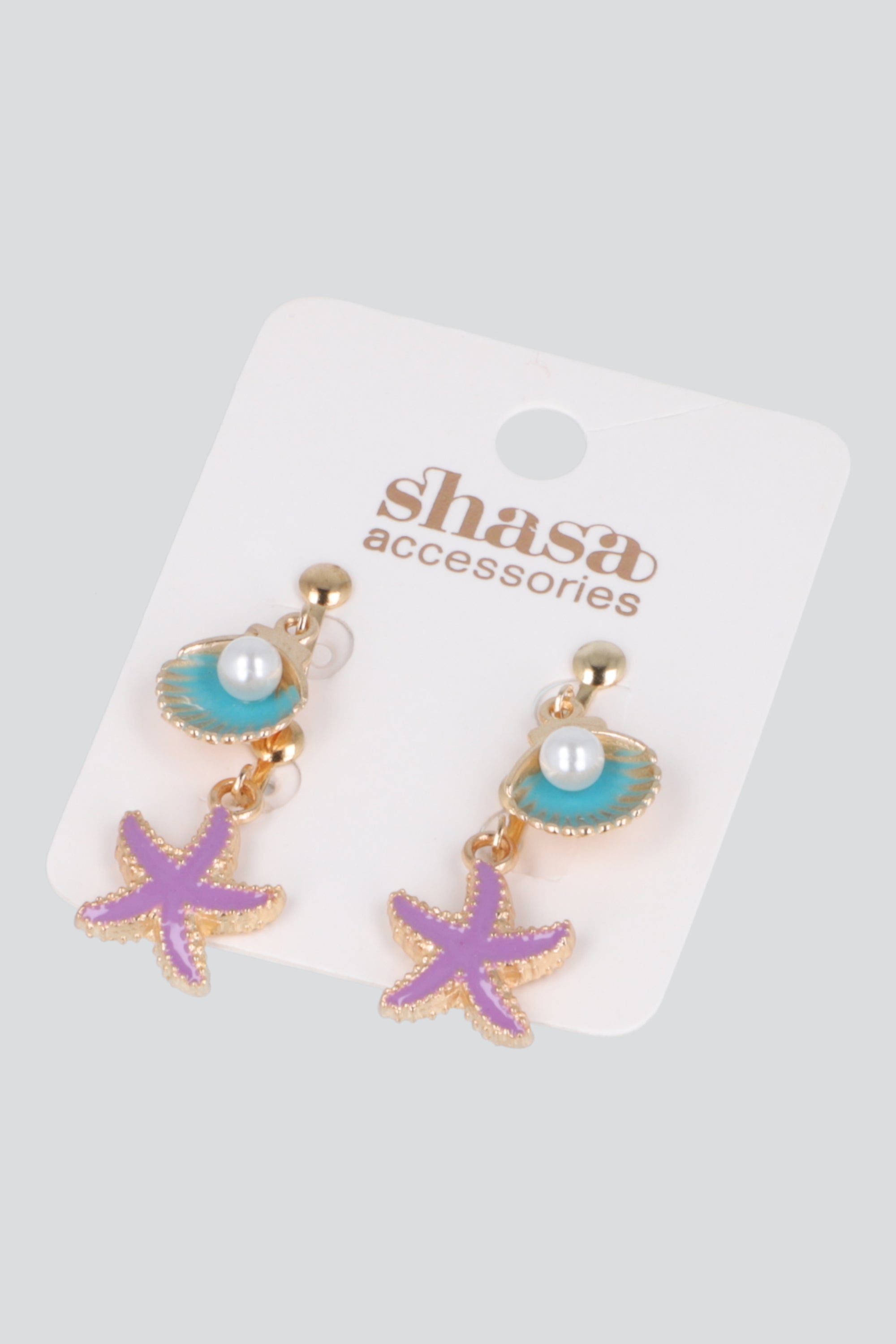 Set 2 pares aretes estrella concha mar TURQUESA