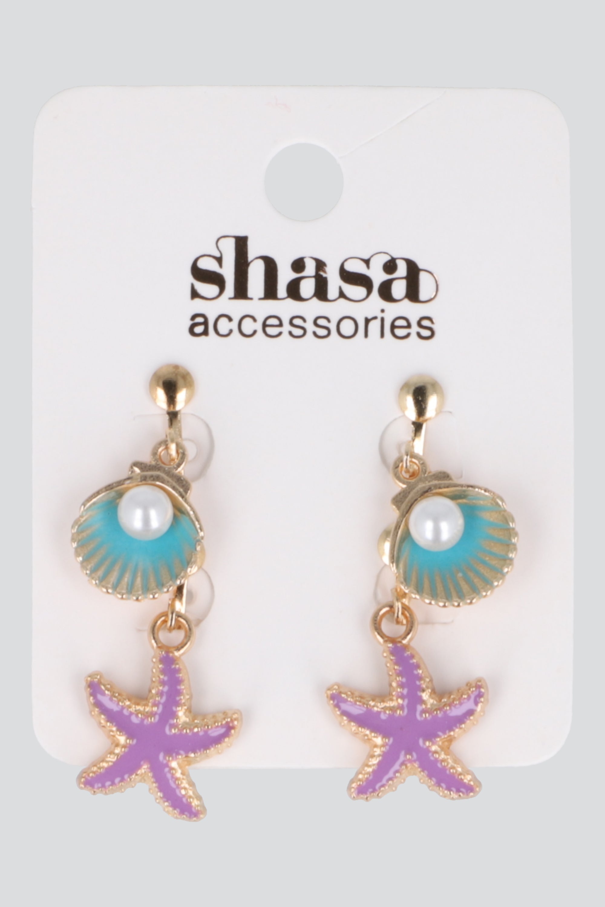 Set 2 pares aretes estrella concha mar TURQUESA