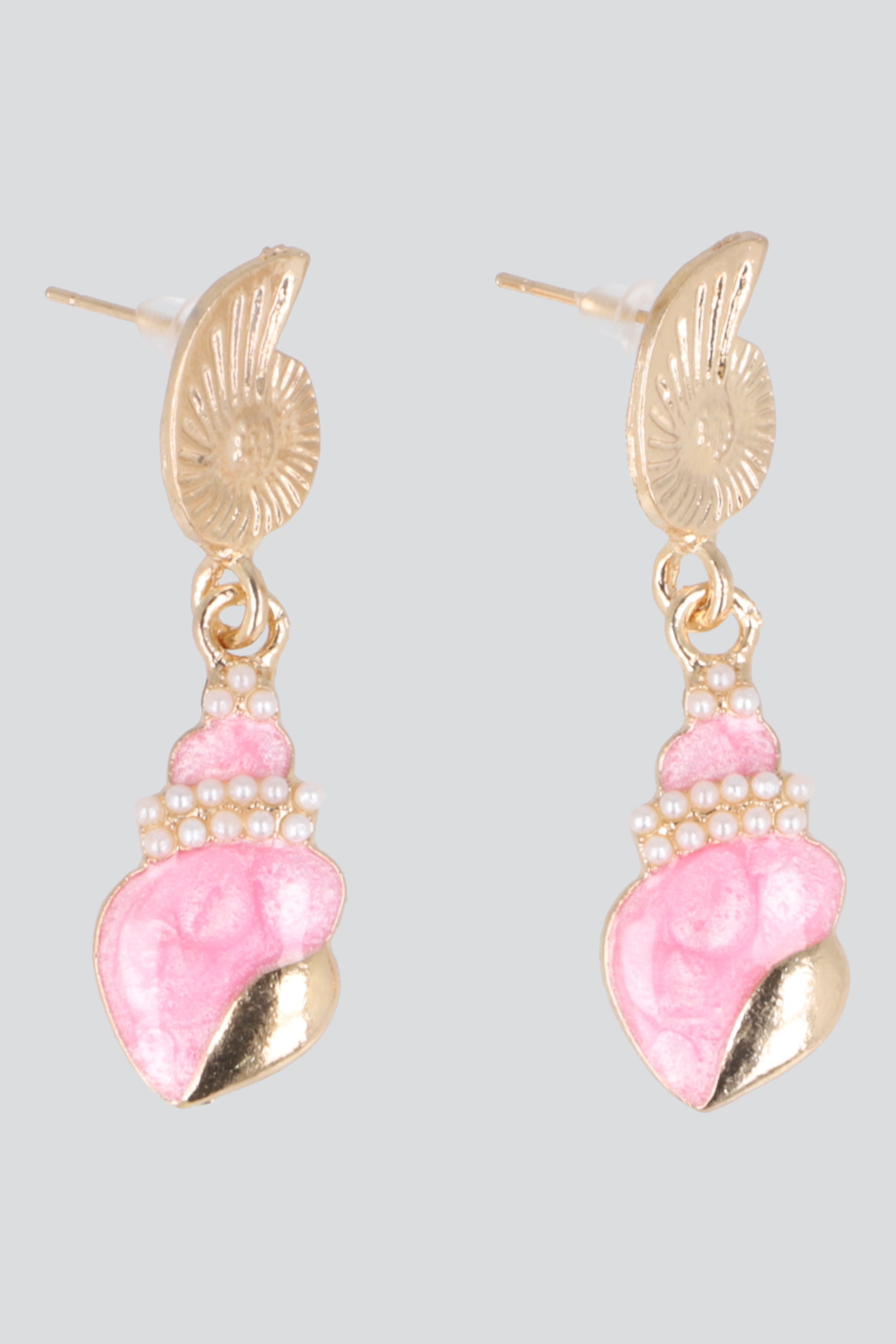 ARETES CARACOLA ESMALTE ROSA