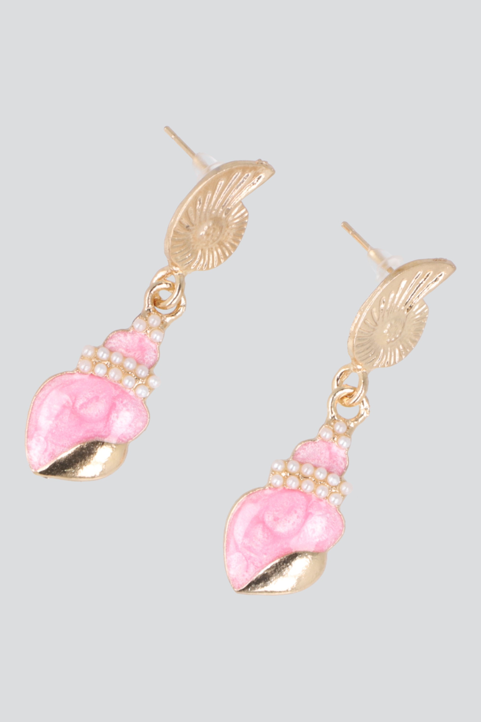 ARETES CARACOLA ESMALTE ROSA