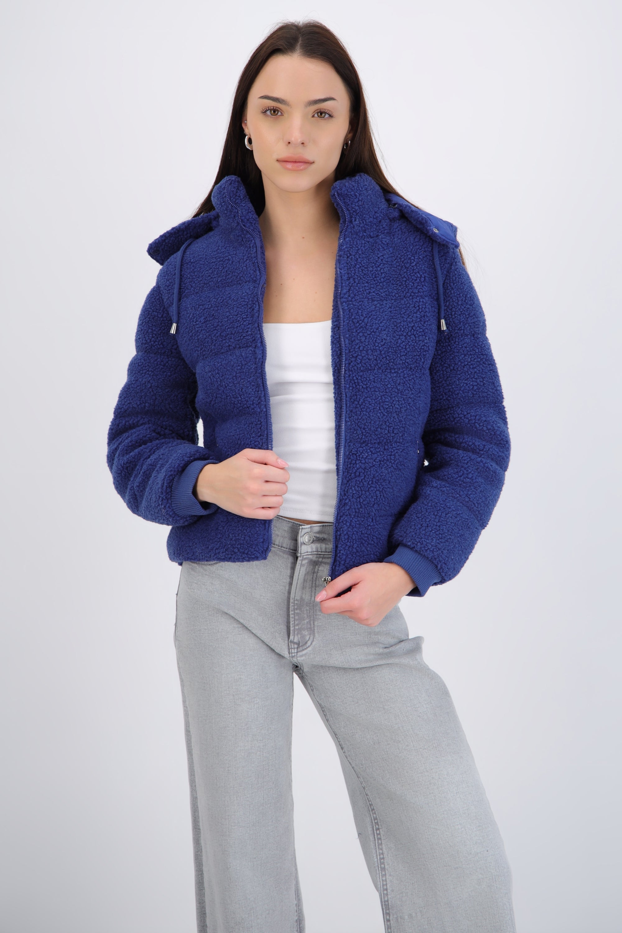 Puffer sherpa con gorro