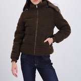 Puffer sherpa con gorro