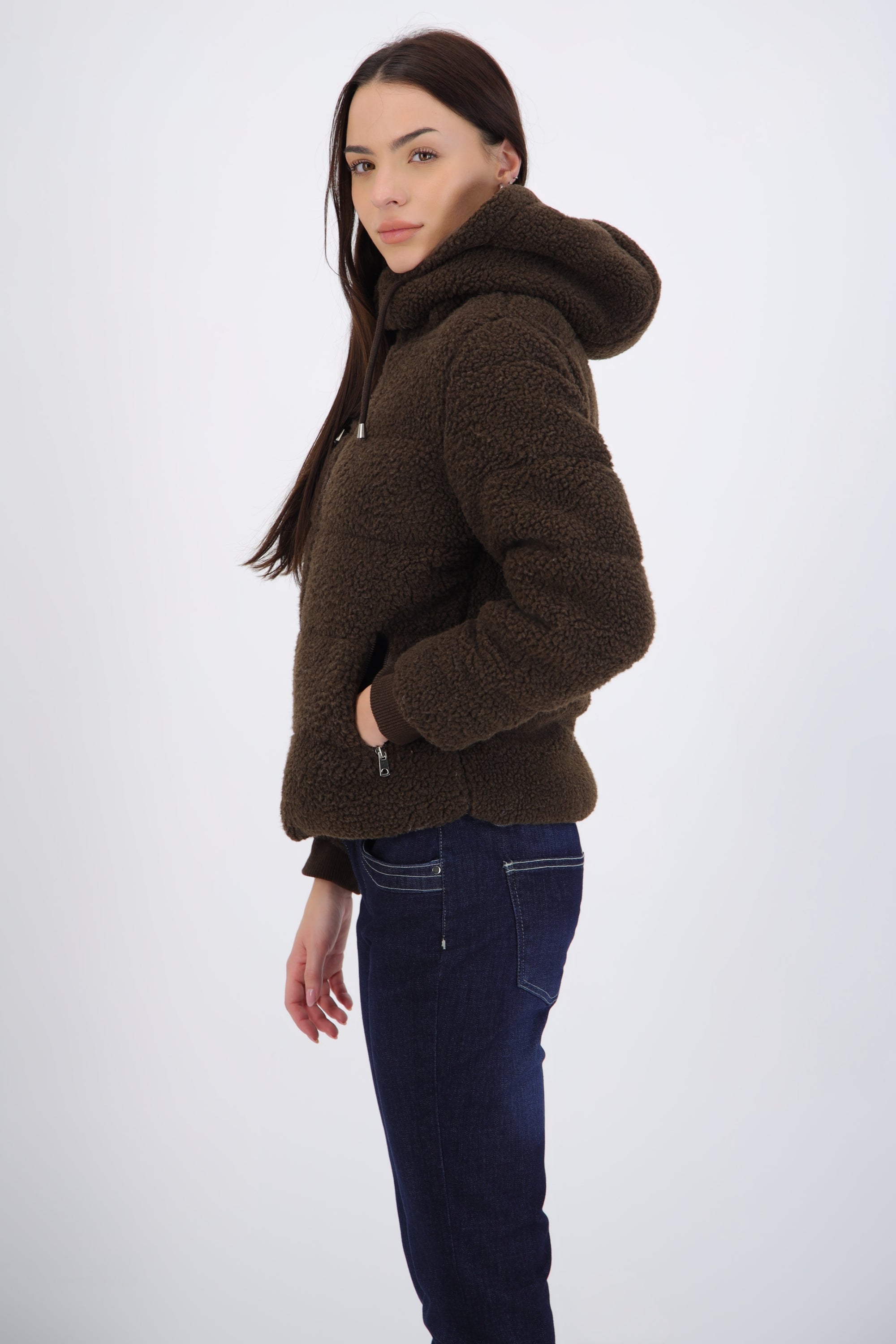 Puffer sherpa con gorro