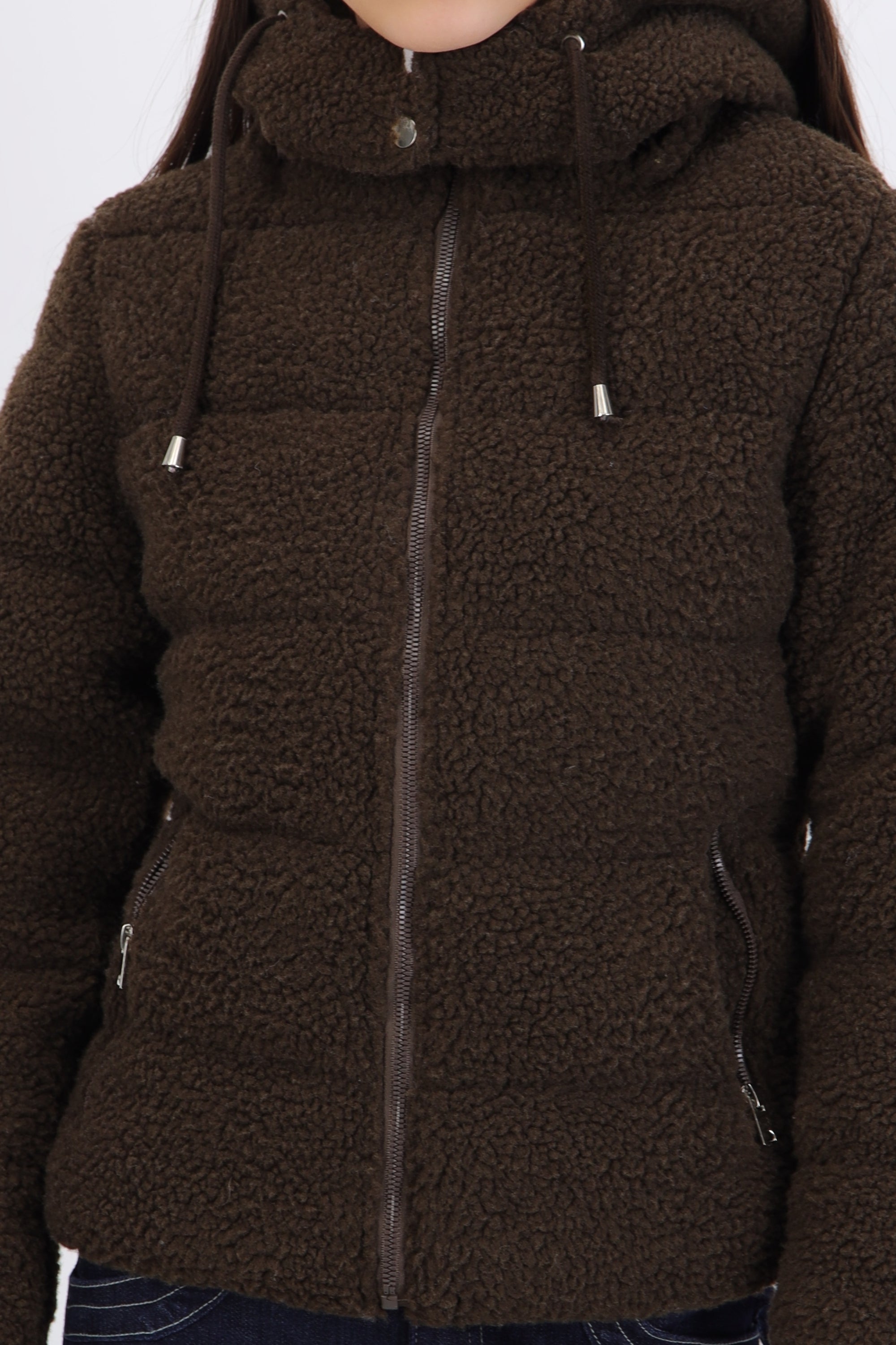 Puffer sherpa con gorro