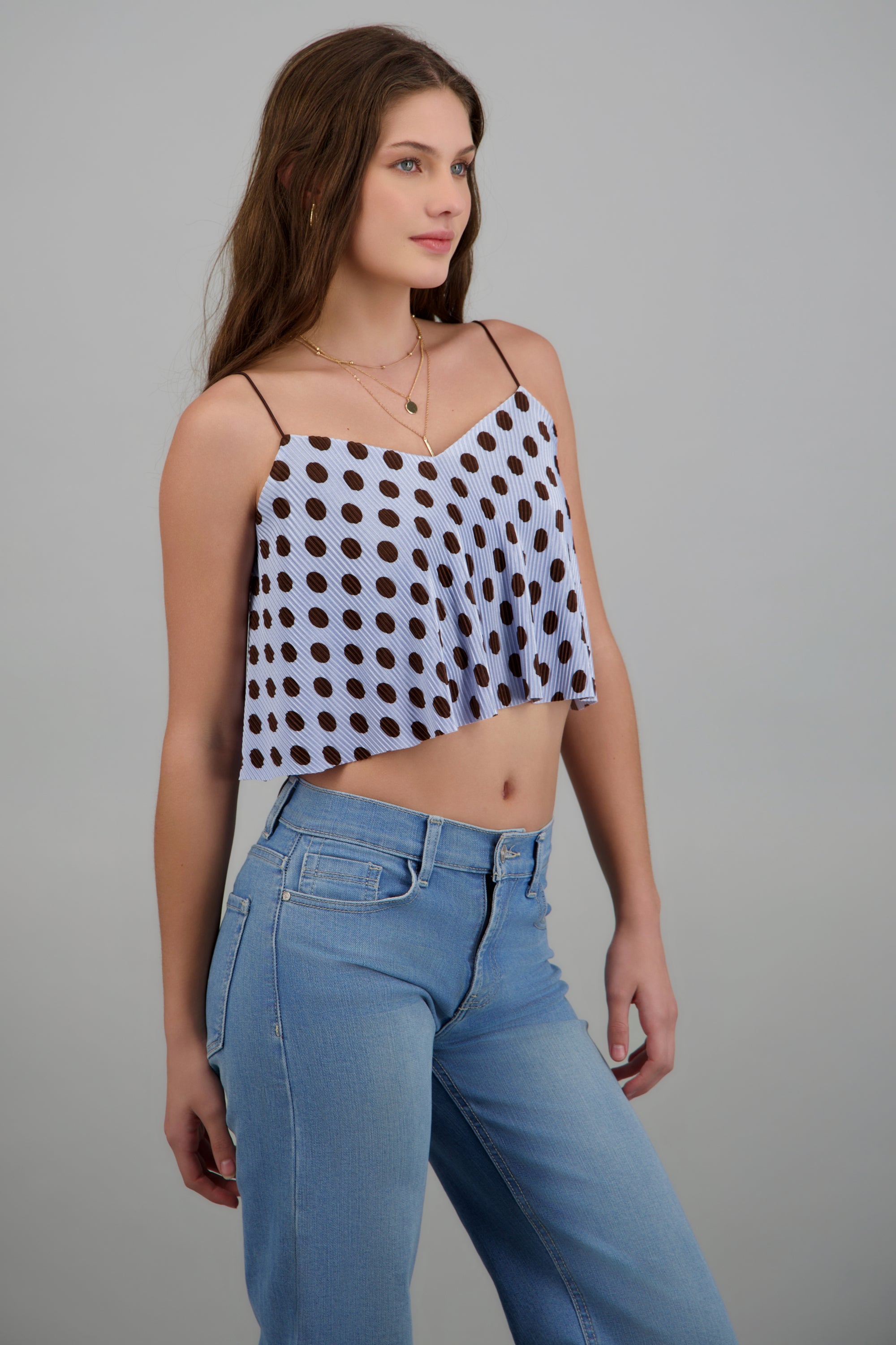 Top amplio de tirantes polka dots AZUL COMBO