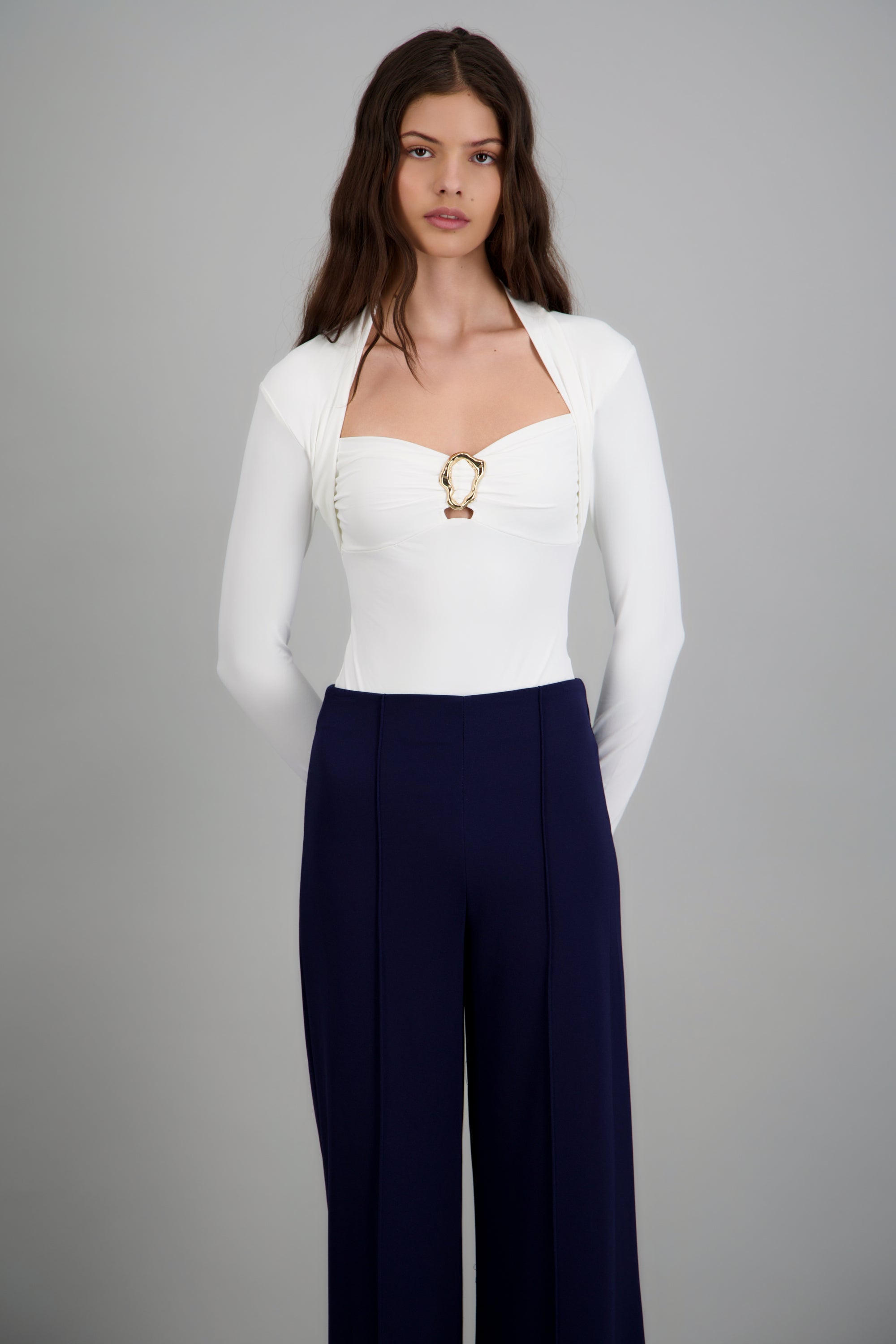 Bodysuit manga larga detalle herraje BLANCO