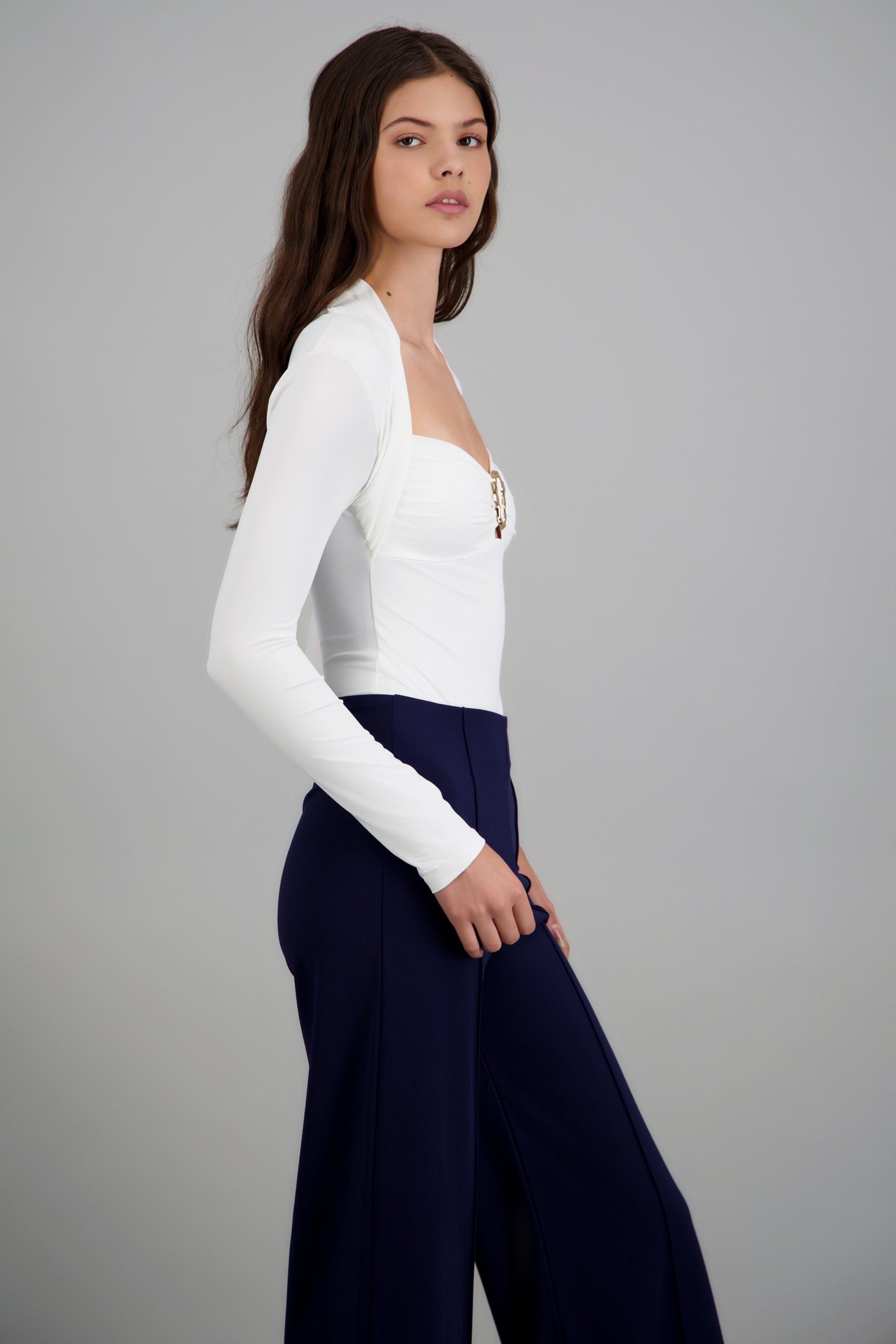 Bodysuit manga larga detalle herraje BLANCO