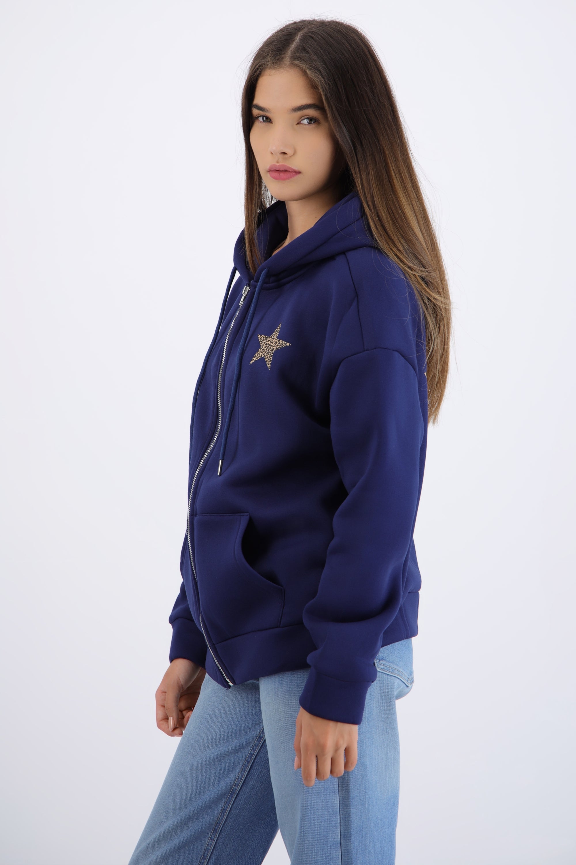 Chamarra estampado estrella animal print AZUL MARINO