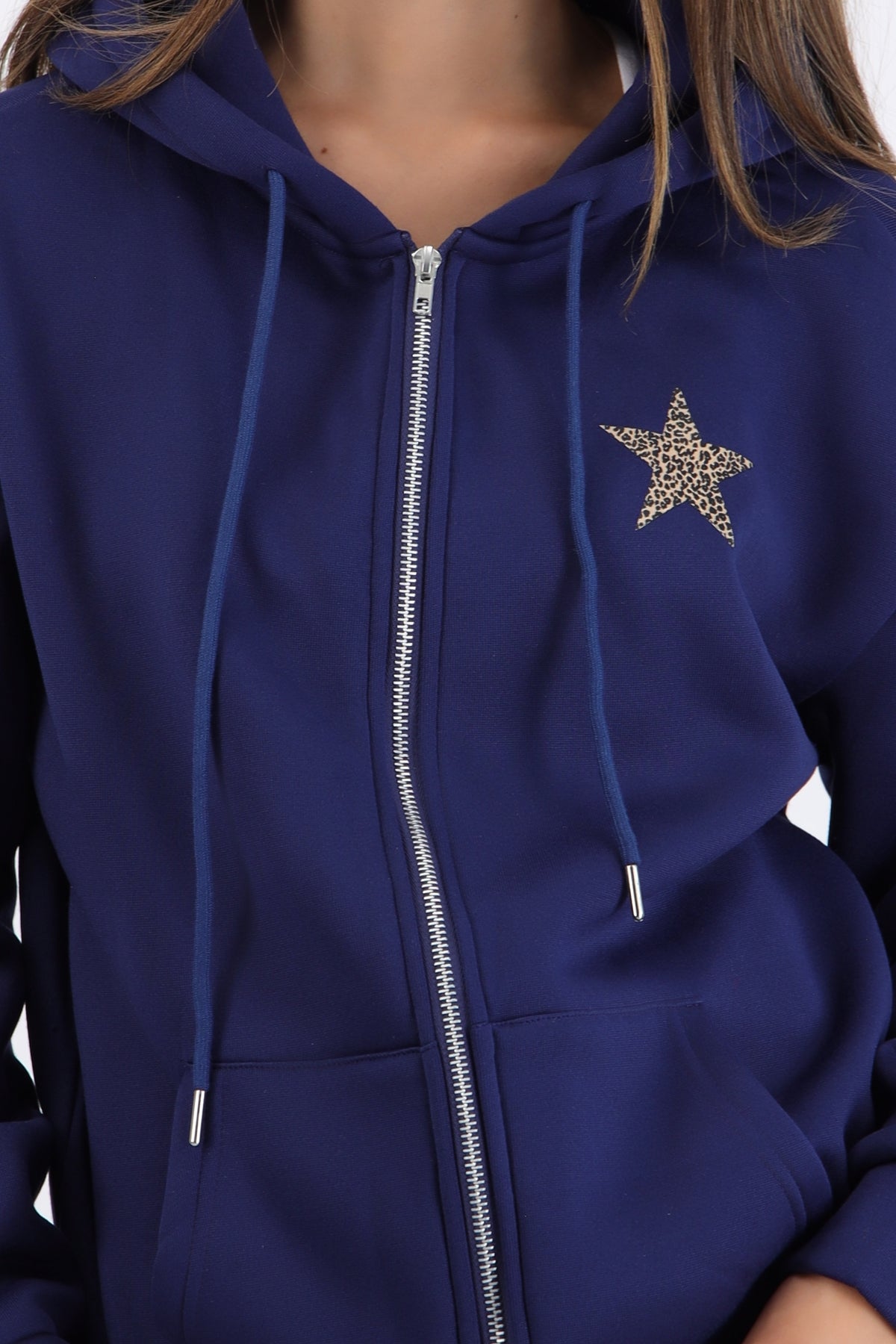 Chamarra estampado estrella animal print AZUL MARINO